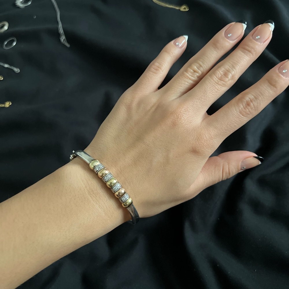 Sterling Silver and 18k Bangle